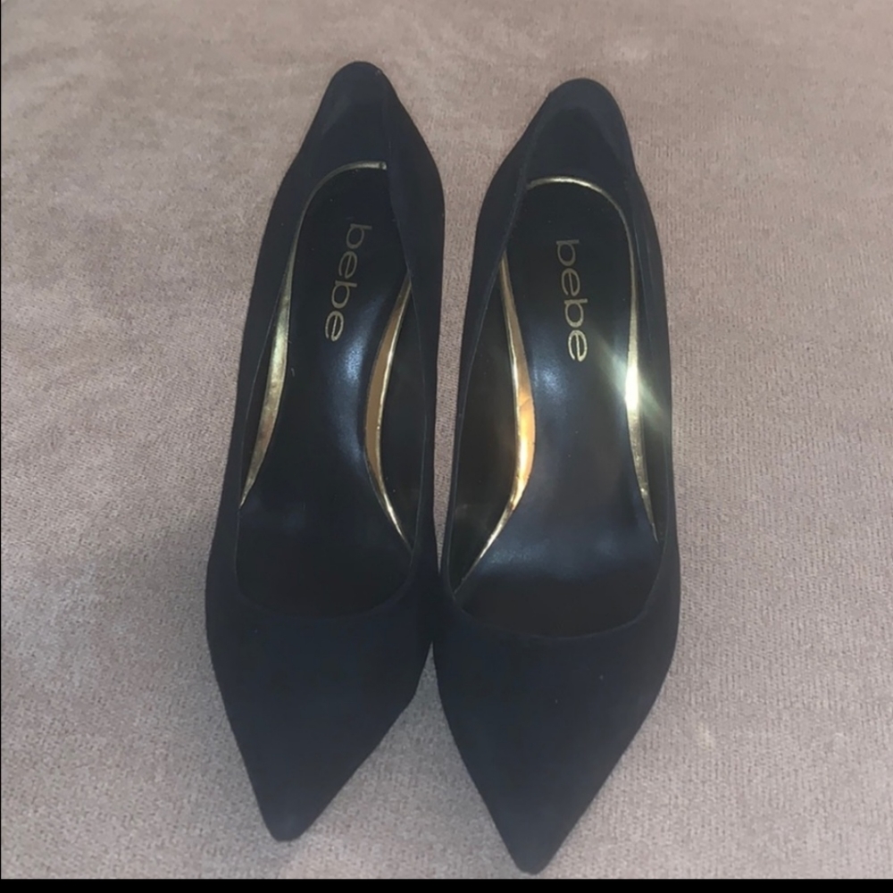 bebe Black Heels with Gold Accents - Picture 2 of 2